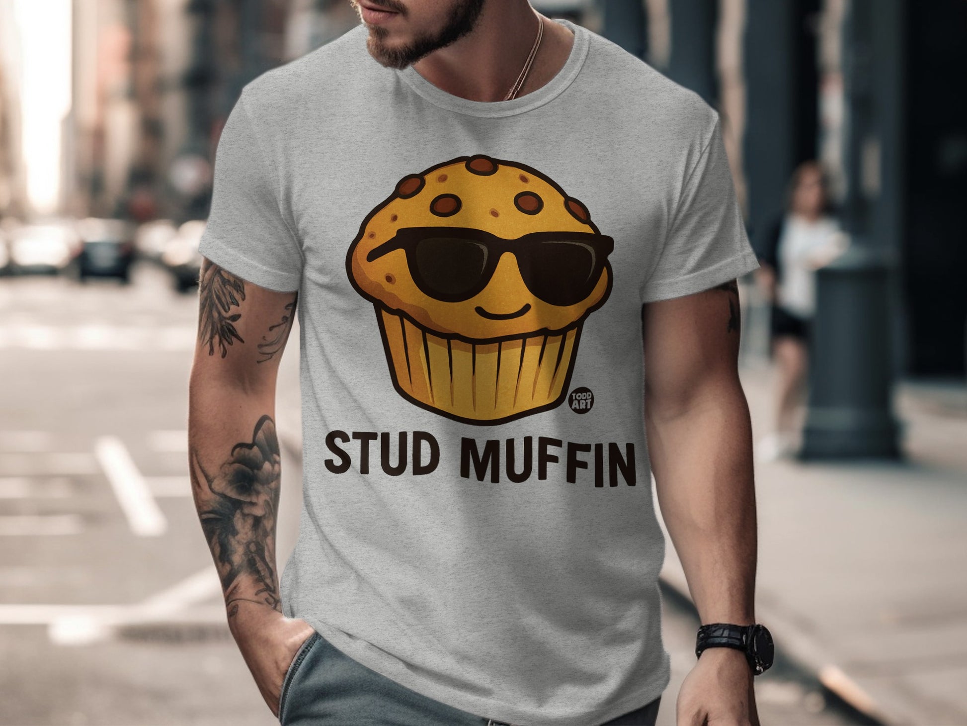 Stud Muffin Graphic Tee Funny Novelty T-Shirt for Men