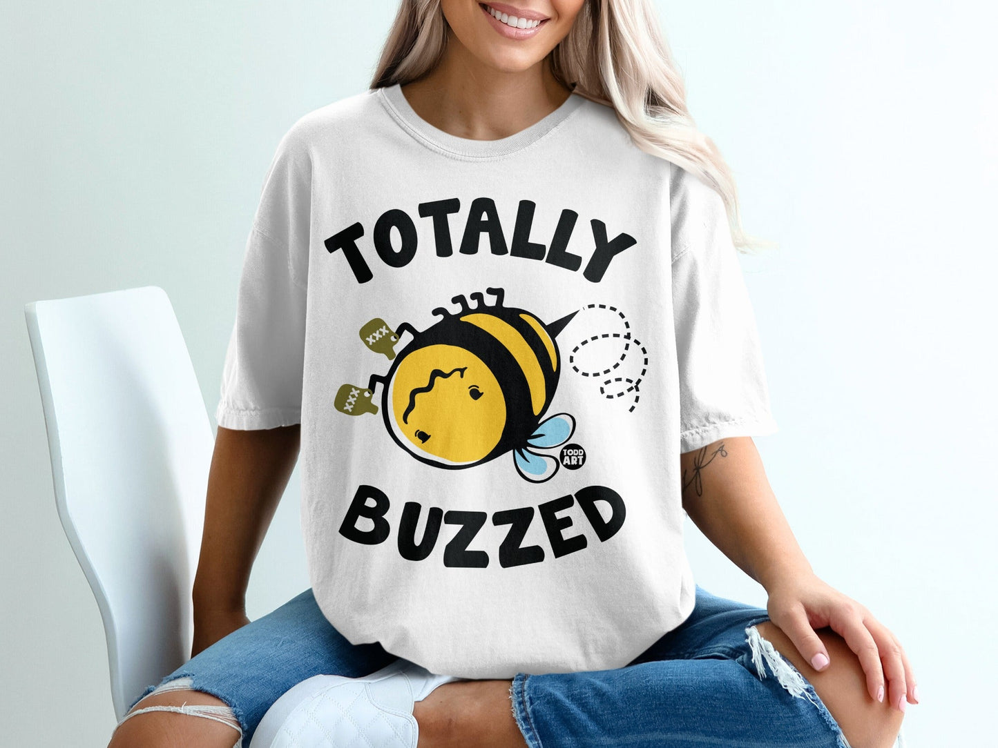 Totally Buzzed Graphic Bee T-shirt Fun Trendy Top