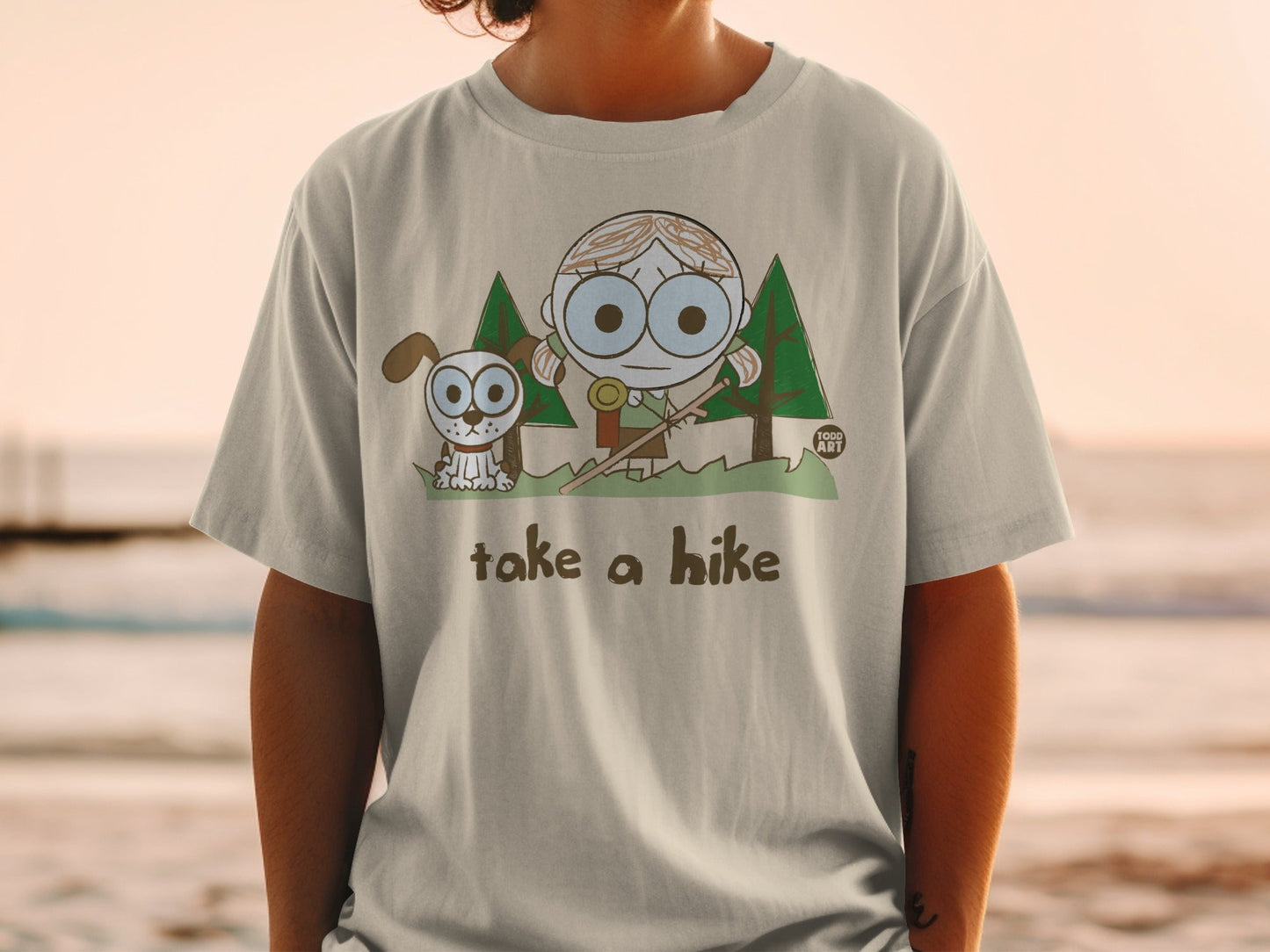 Take a Hike Cartoon Graphic Tee Shirt Casual