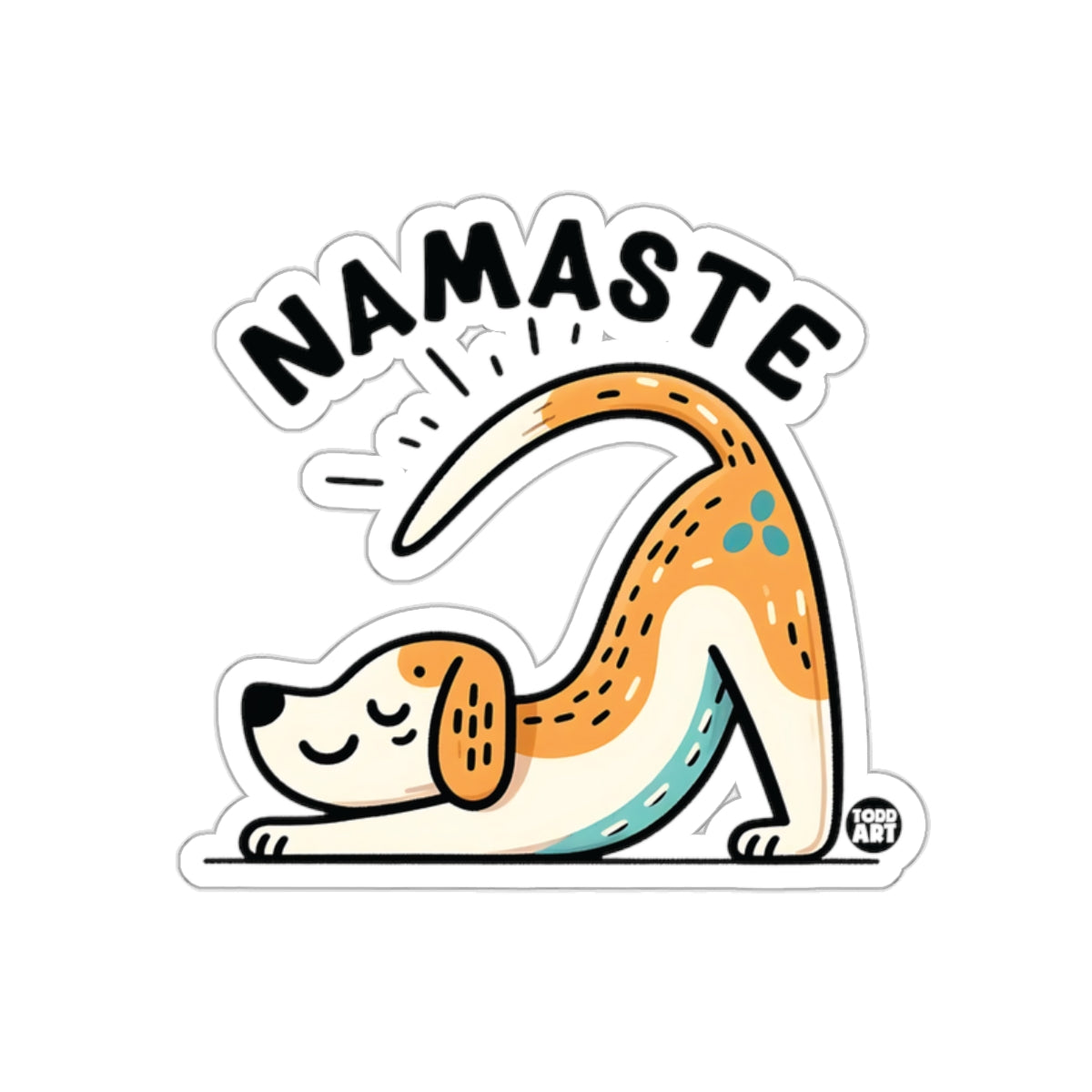 Namaste Yoga Dog Illustration Sticker for Your Collection
