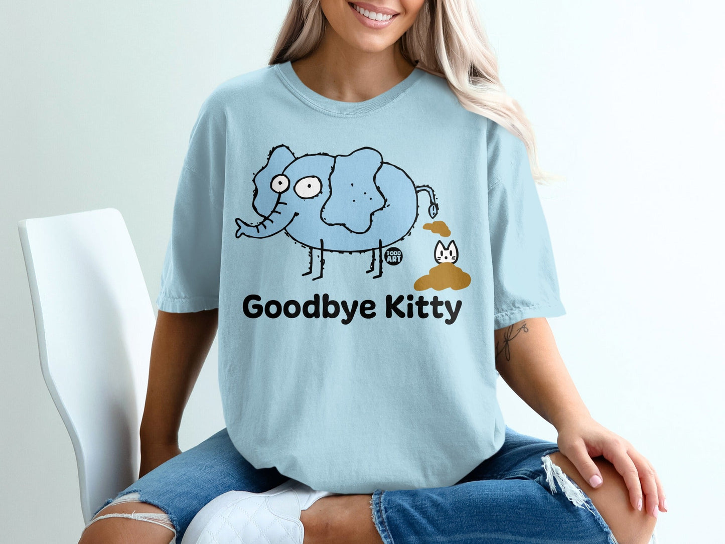 Goodbye Kitty Funny Elephant Graphic T-Shirt
