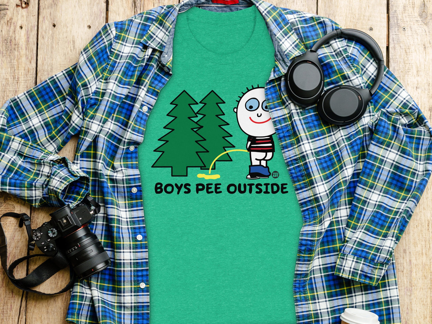 Boys Pee Outside Funny Graphic Tee Shirt