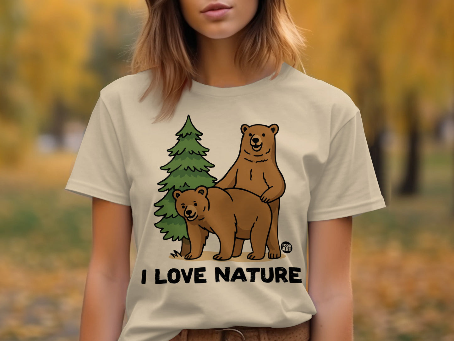 I Love Nature Fun Bear Graphic Tee for Animal Lovers
