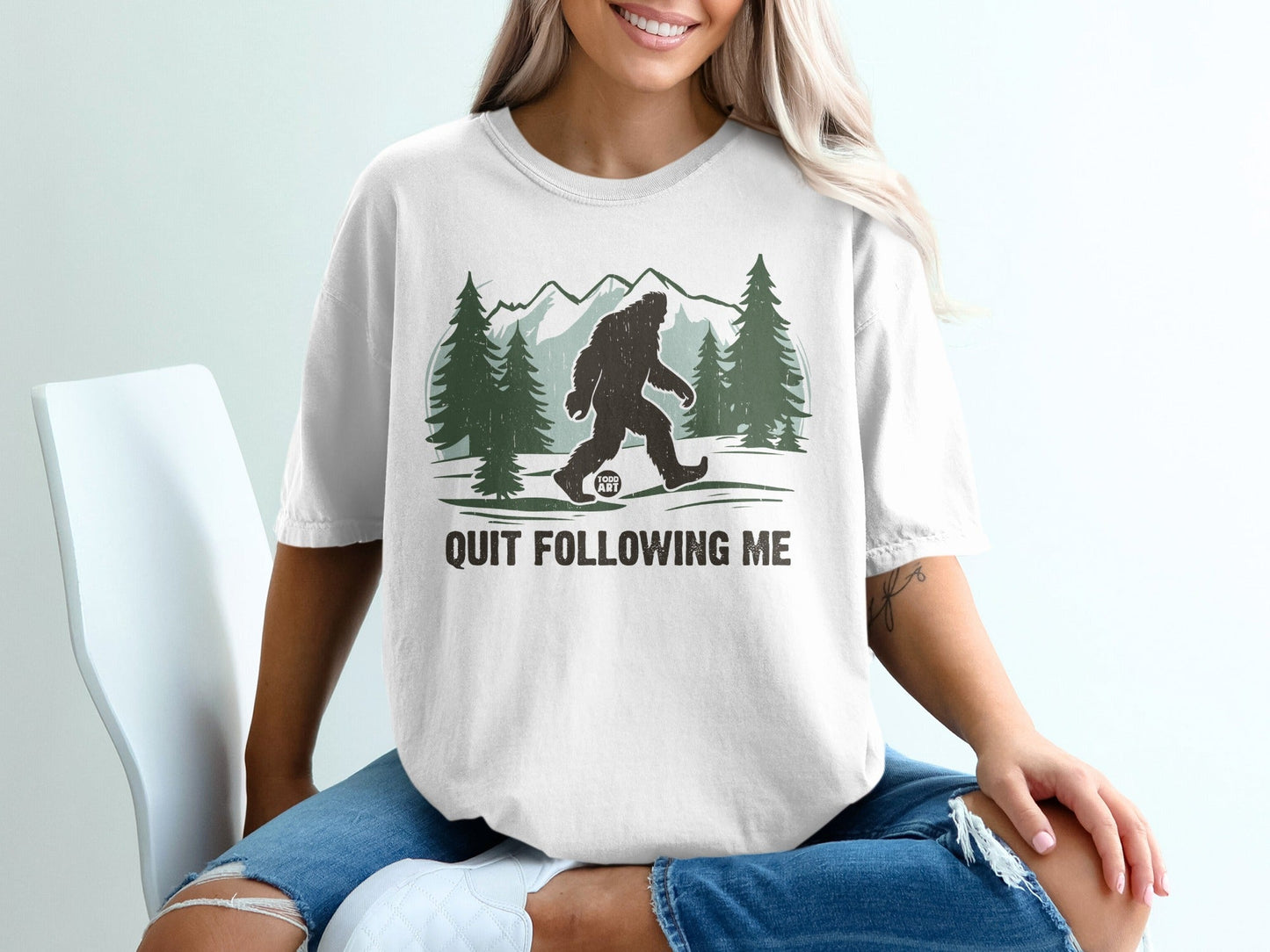 Quit Following Me Bigfoot Graphic Tee Shirt