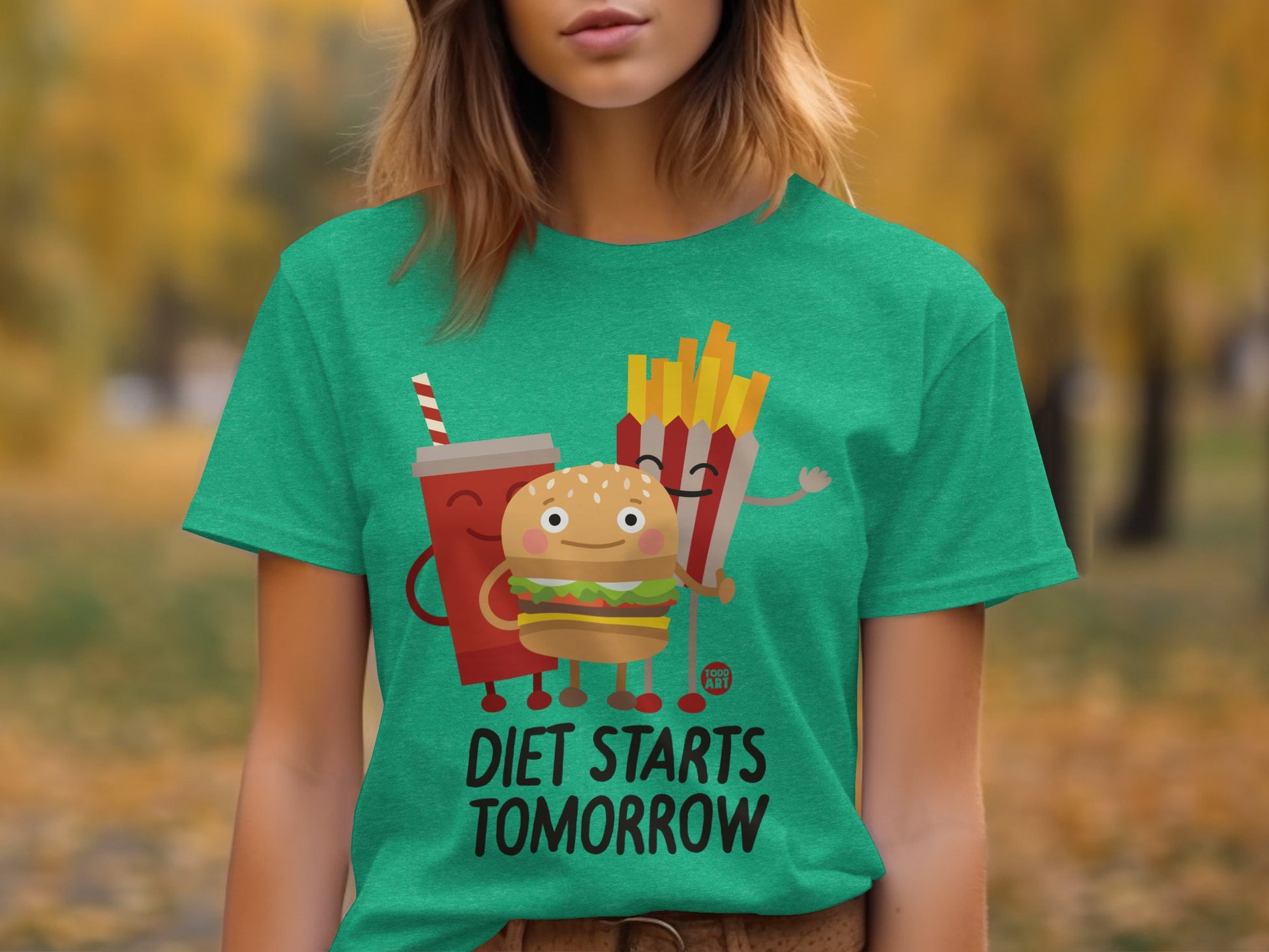 Diet Starts Tomorrow Funny Cartoon Graphic T Shirt