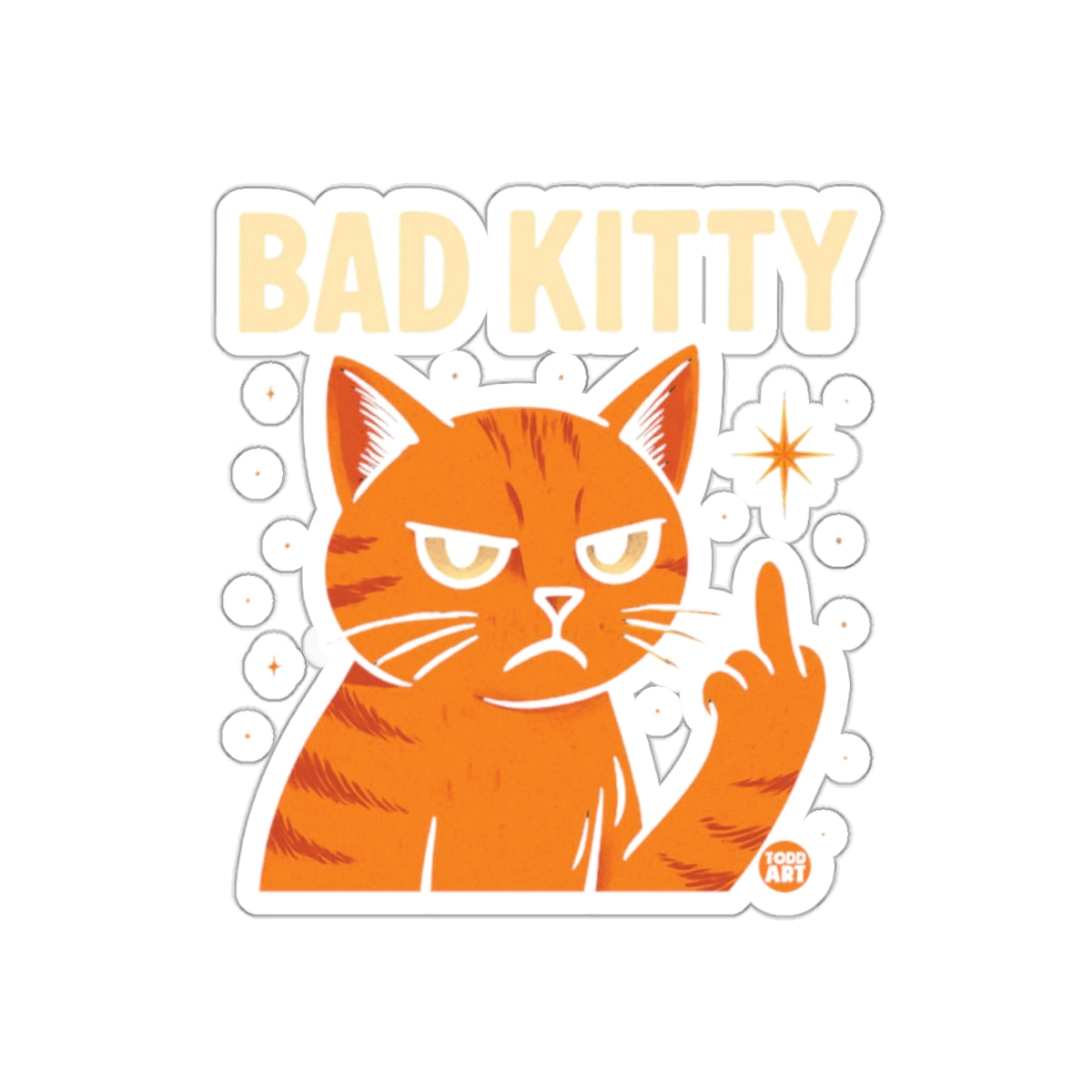 Rude Bad Kitty Orange Tabby Cat Middle Finger sticker