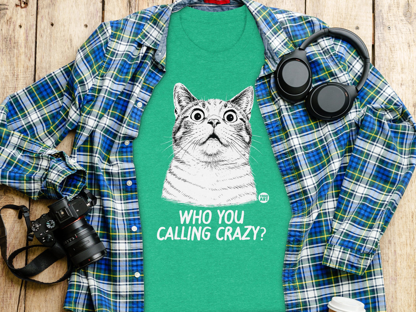 Who You Calling Crazy Cat Face Graphic Shirt