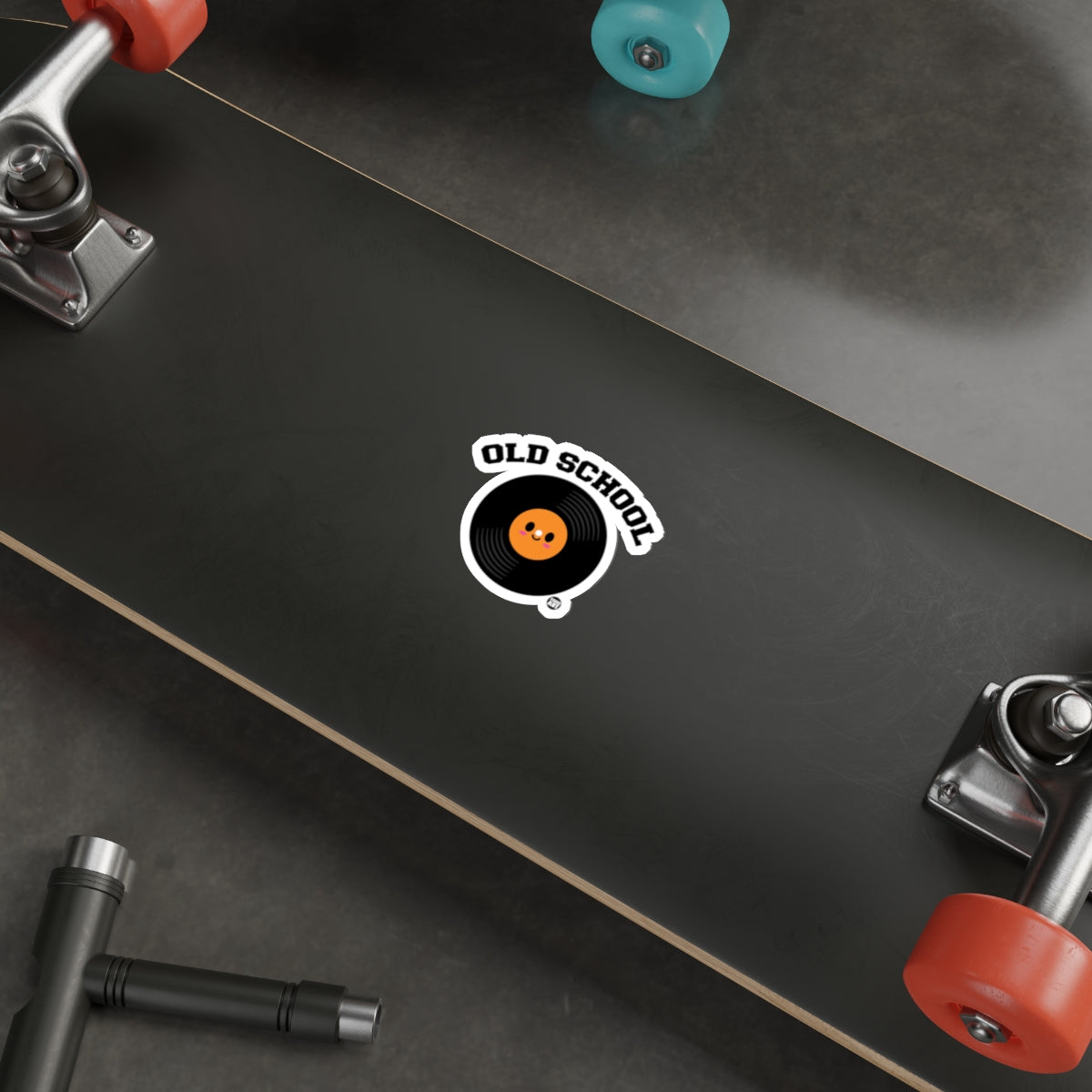 Old School Vinyl Record Design with Cute Face sticker