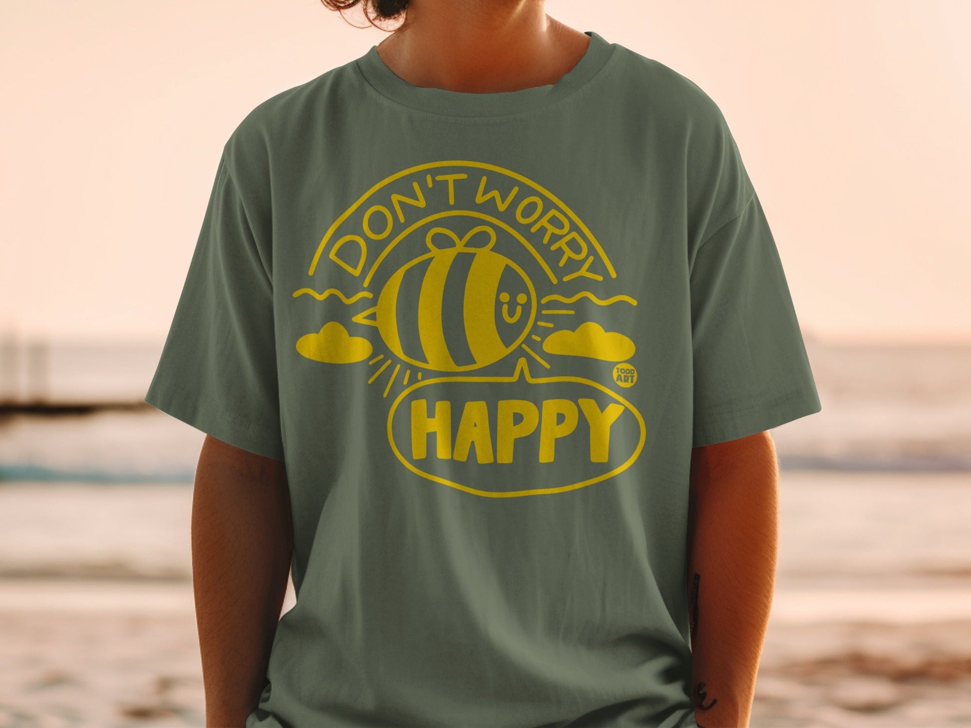 Don't Worry Bee Happy Graphic Tee Shirt
