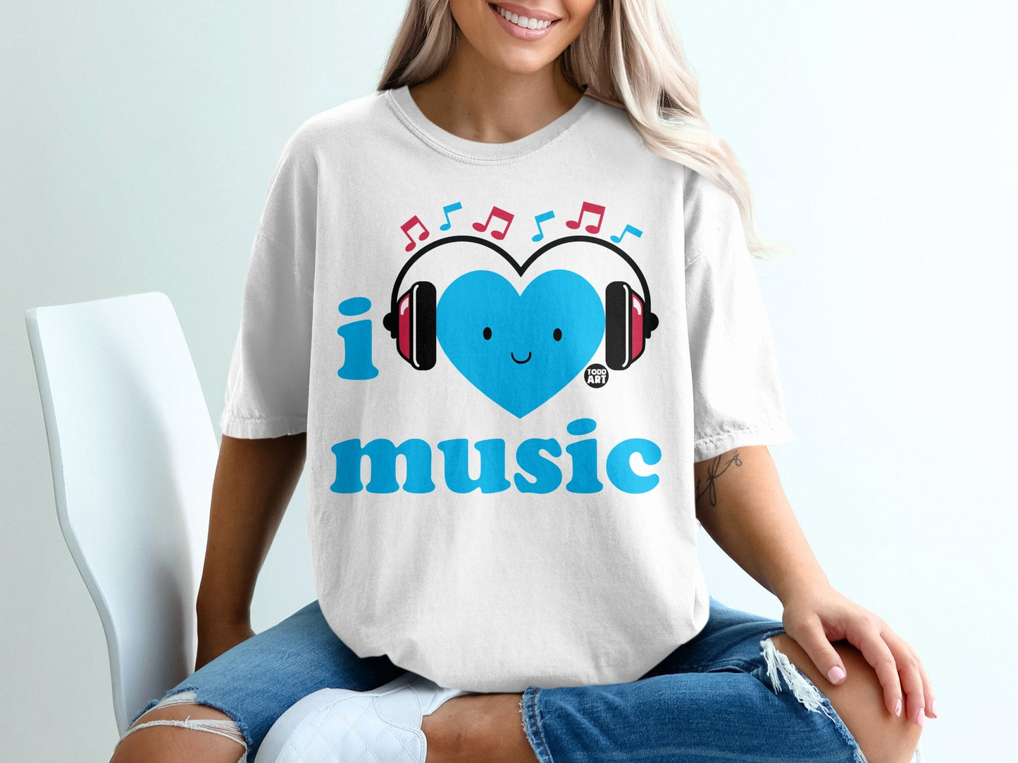 I Love Music Headphones Graphic Women's T-Shirt