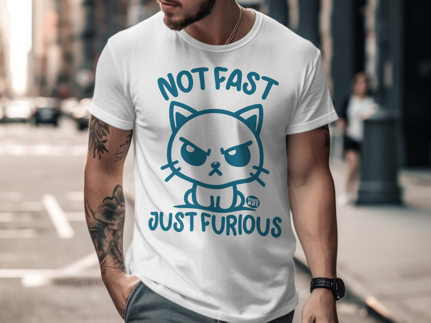 Not Fast Just Furious Cat Design Shirt for Men Ladies