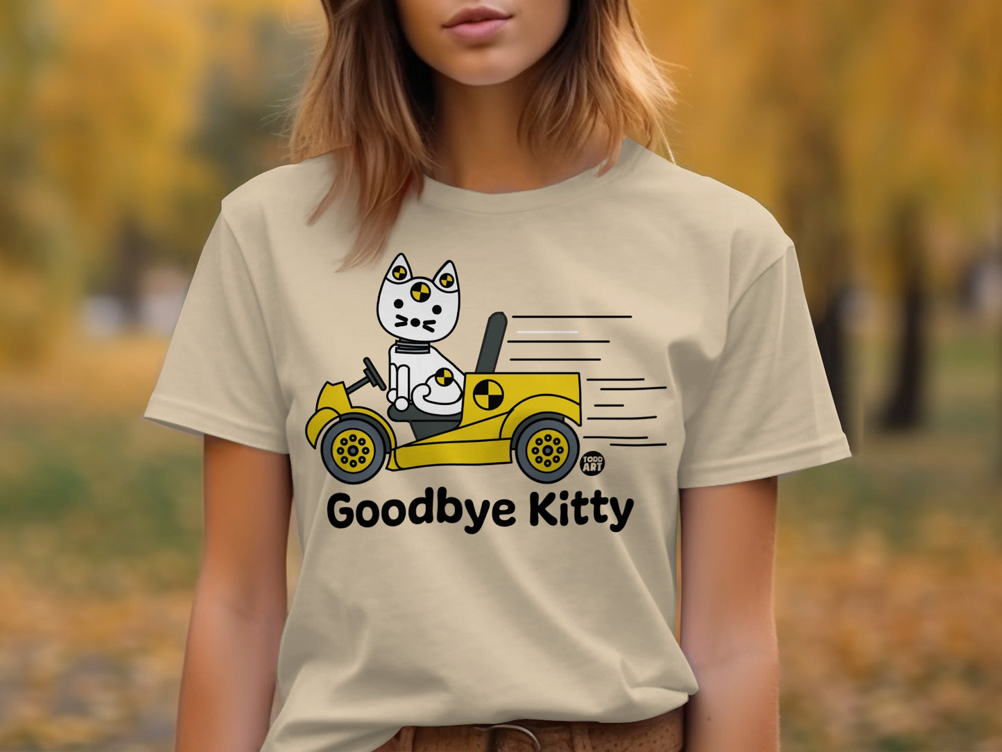 Goodbye Kitty with Racing Cat Graphic T-Shirt