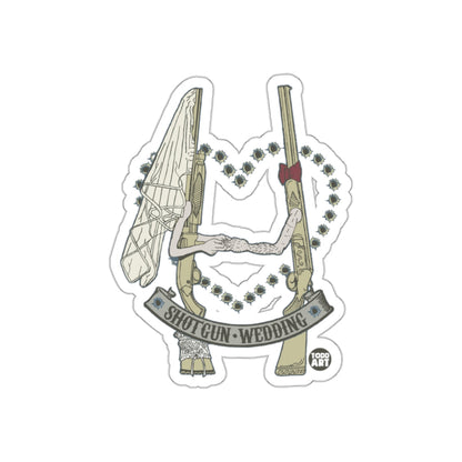 Shotgun Wedding Guns with Flowers Sticker Design