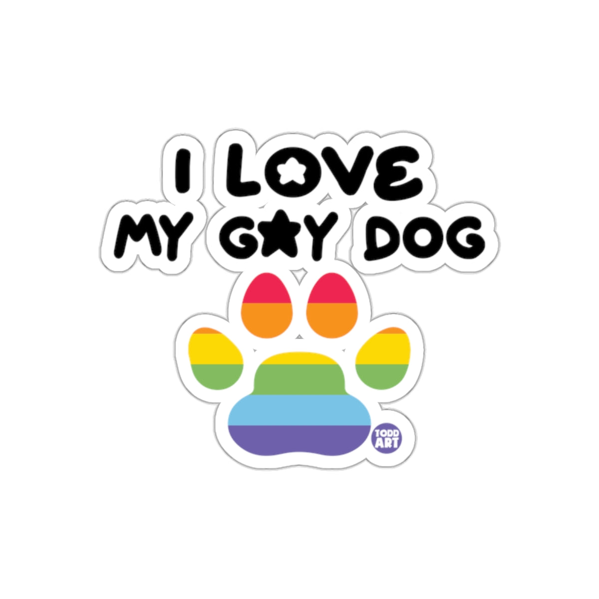 I Love My Gay Dog Rainbow Paw Print Sticker
