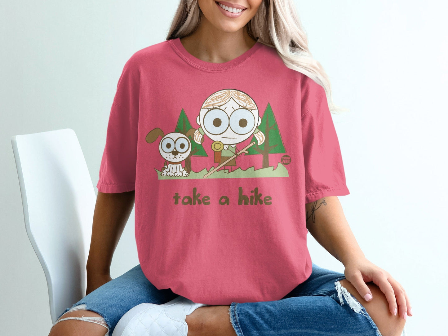 Pink T-Shirt with Take a Hike Graphic Design
