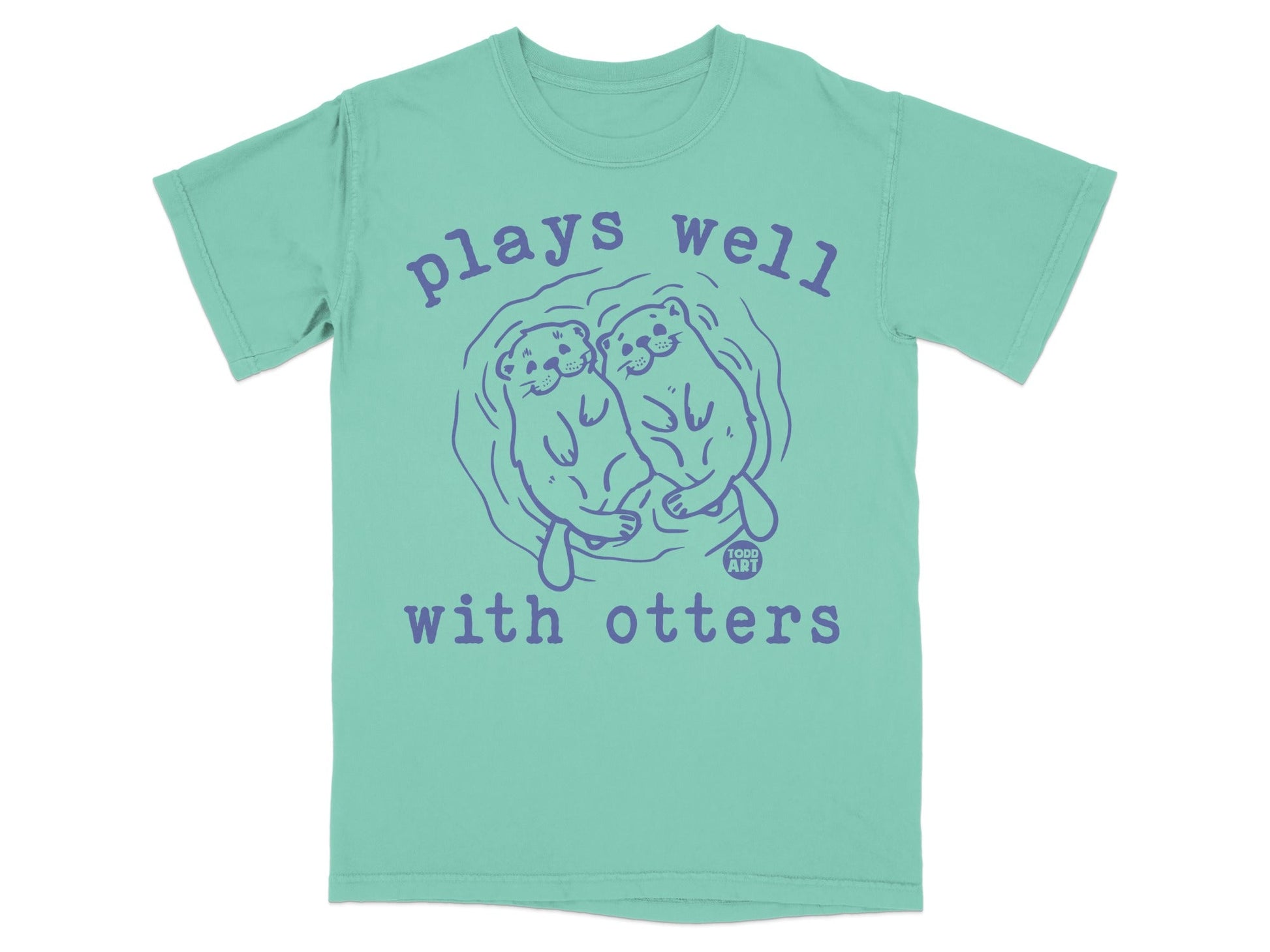Plays Well With Otters Funny Graphic Tee Shirt