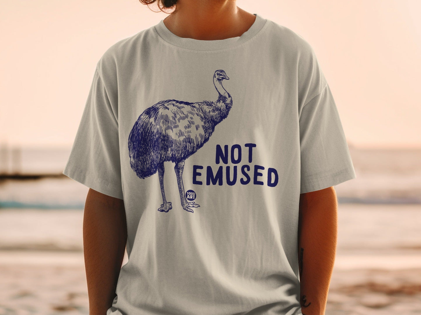Not Emused Emu Graphic T-Shirt with Blue Print