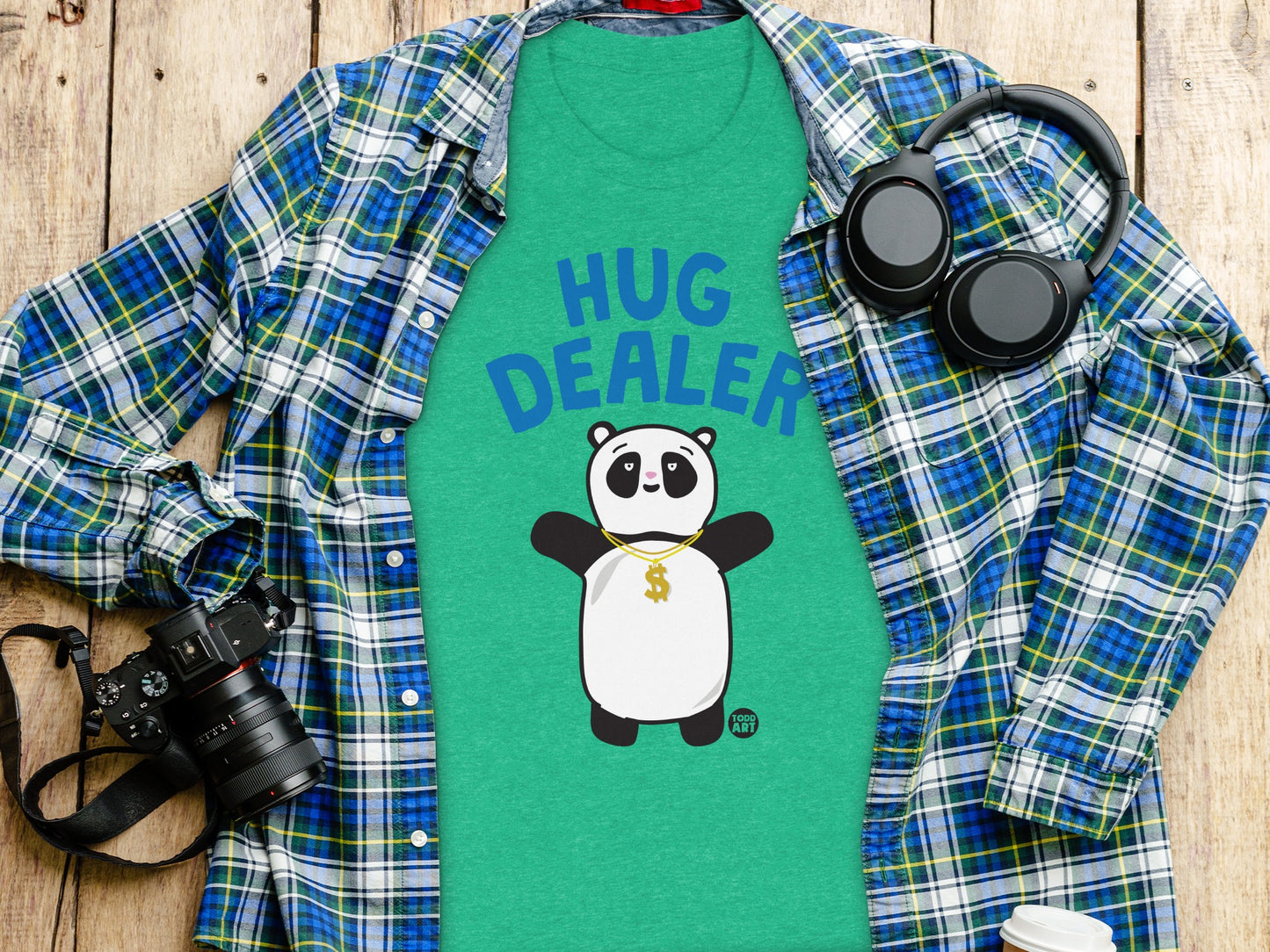 Cute Panda Hug Dealer Graphic Tee Shirt