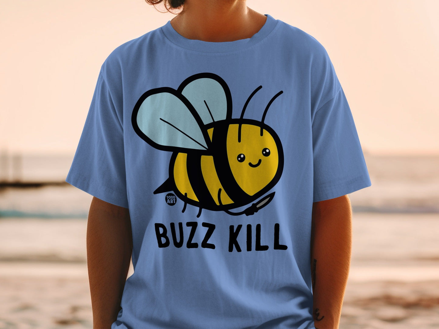 Buzz Kill Cute Cartoon Bee Print T-Shirt