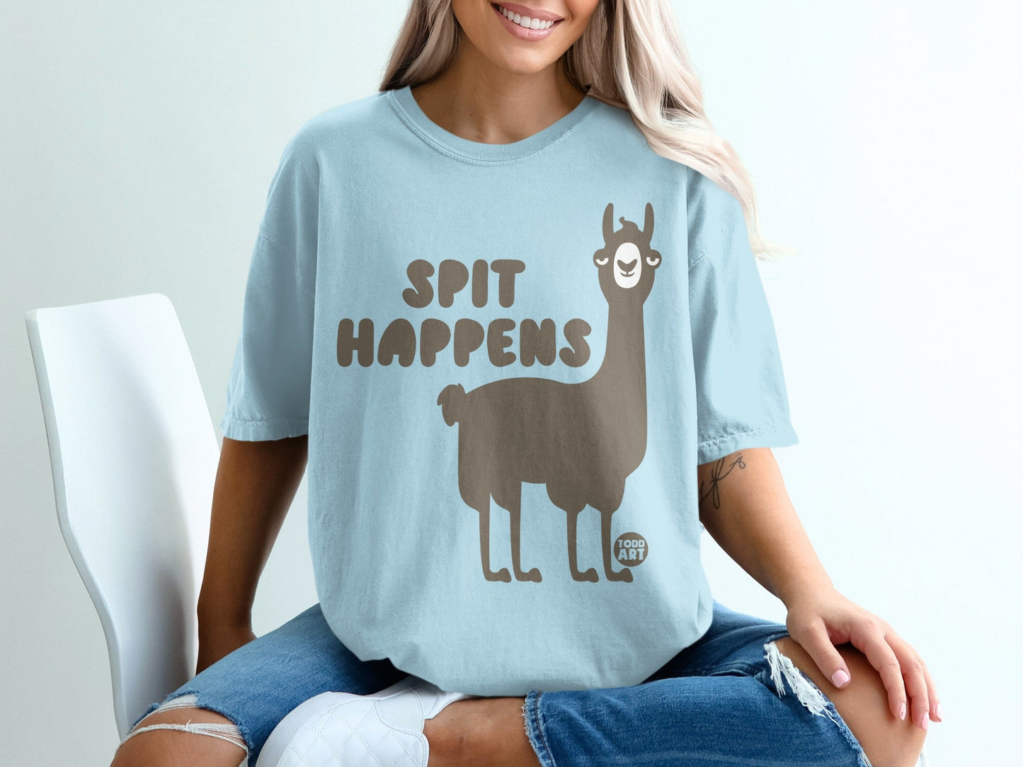 Spit Happens Llama Graphic Printed T-Shirt