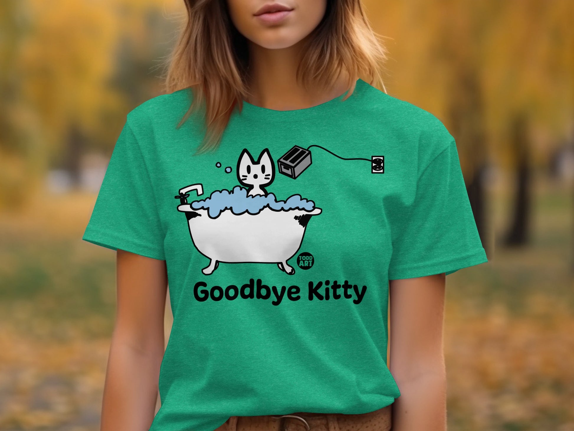 Goodbye Kitty Bathtub Scene Graphic T-Shirt