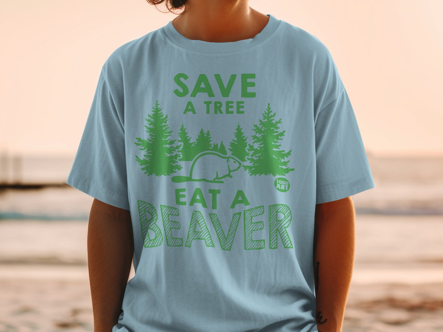 Save A Tree Eat A Beaver Print T-Shirt