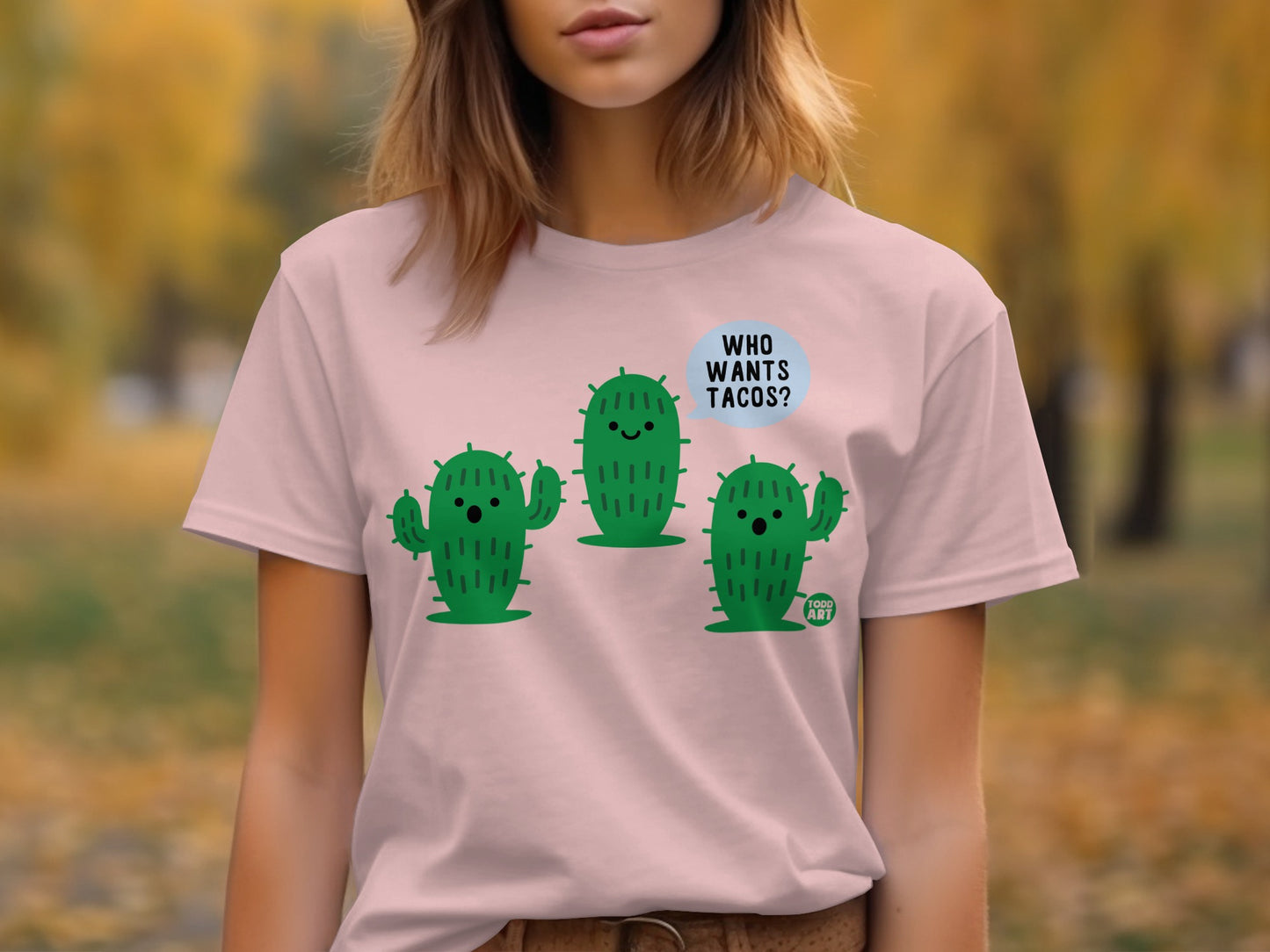 Funny Cactus Who Wants Tacos Graphic T-shirt
