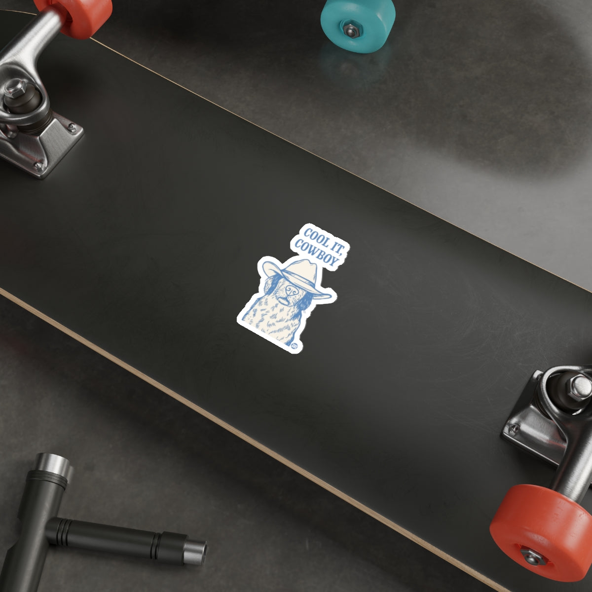 Cool It Cowboy Dog Wearing Western Hat Design Sticker 