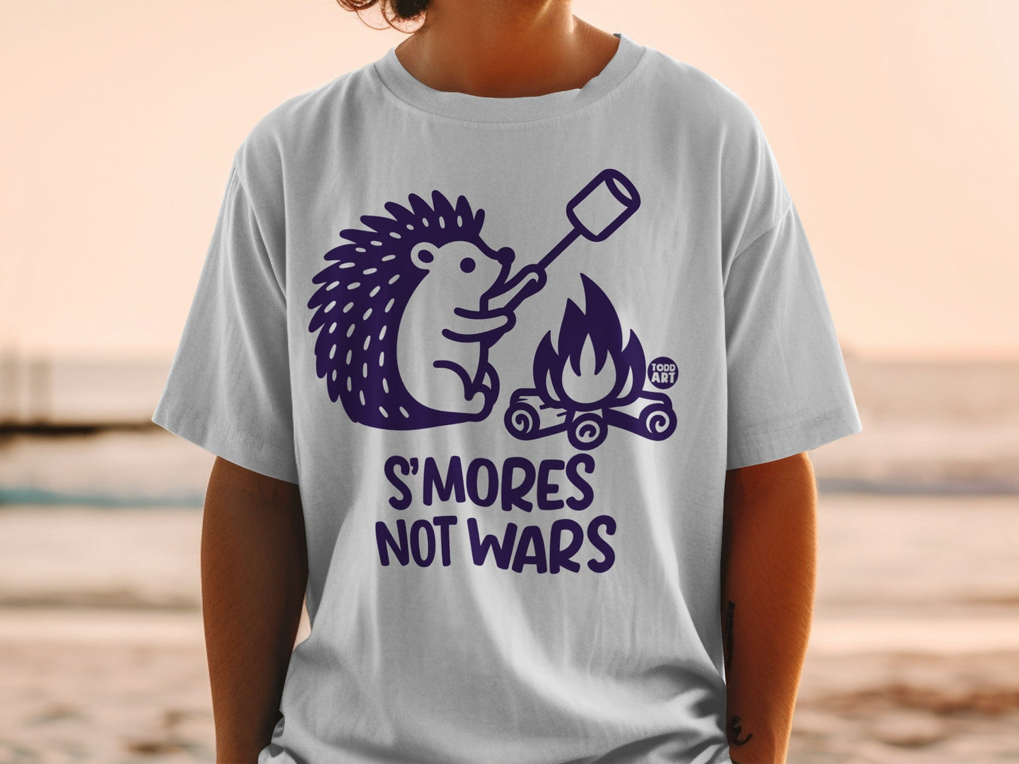 Cute Hedgehog S'mores Not Wars Graphic Tee Shirt