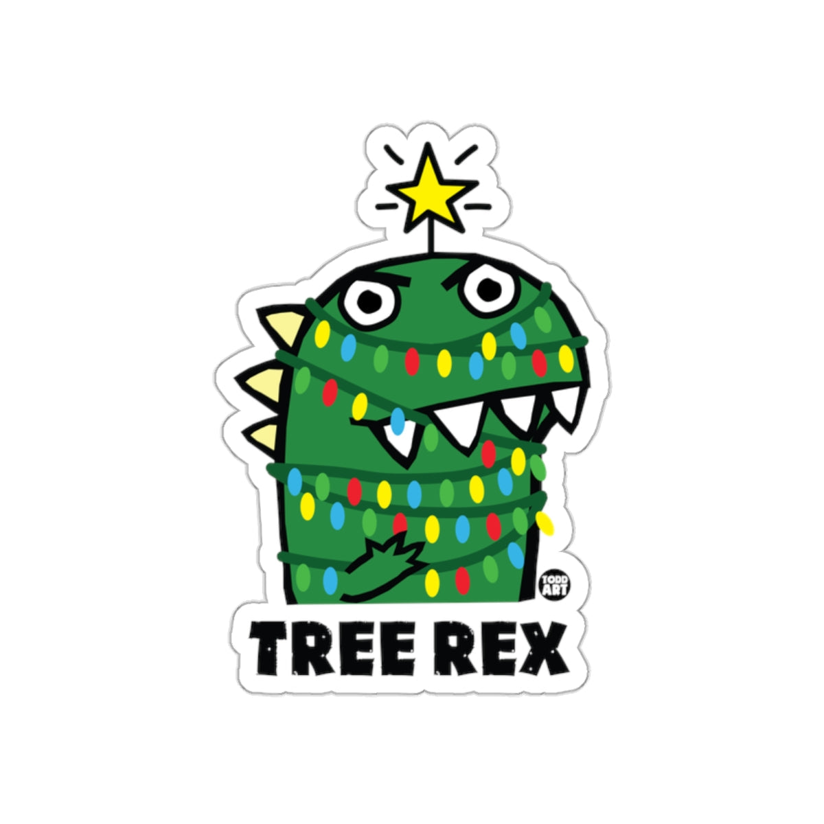 Tree Rex Dinosaur Christmas Lights Design Sticker