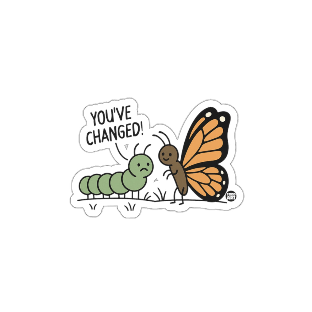 Funny Caterpillar and Butterfly Sticker for Laptops