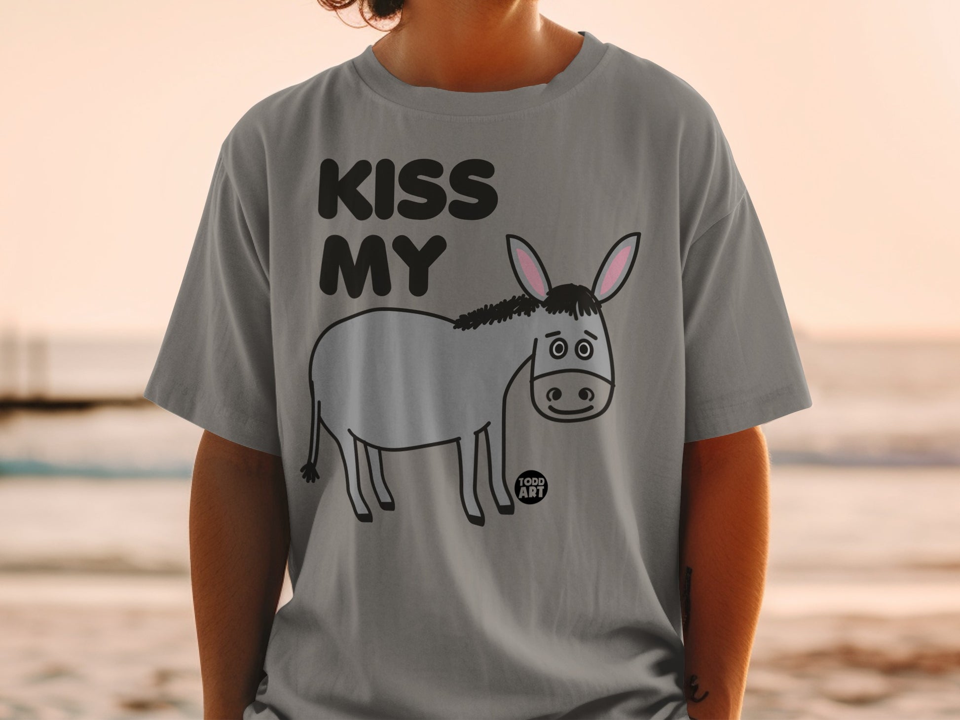 Kiss My Donkey Humorous Graphic T-Shirt
