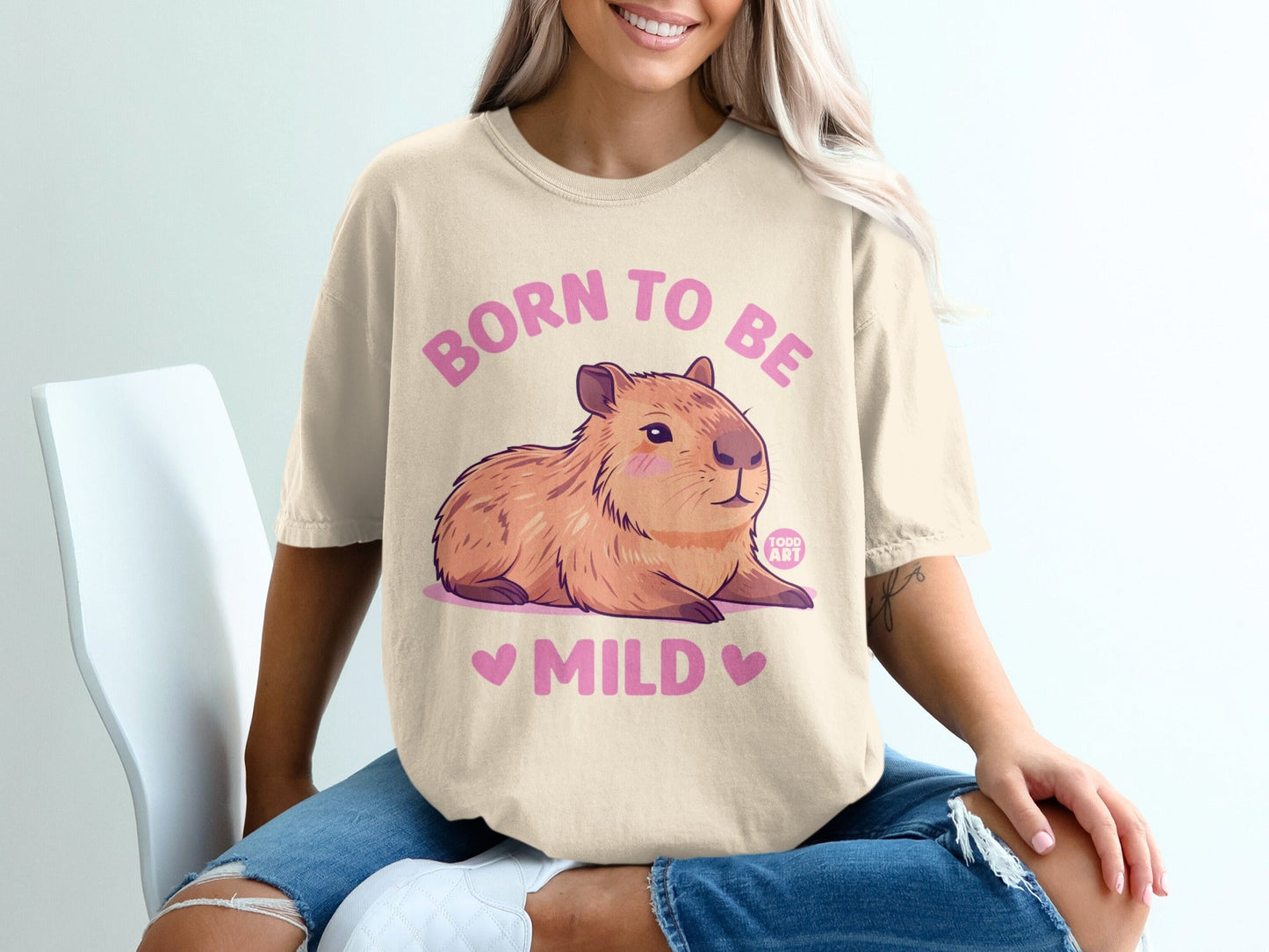 Born To Be Mild Cute Capybara T-shirt Graphic Tee