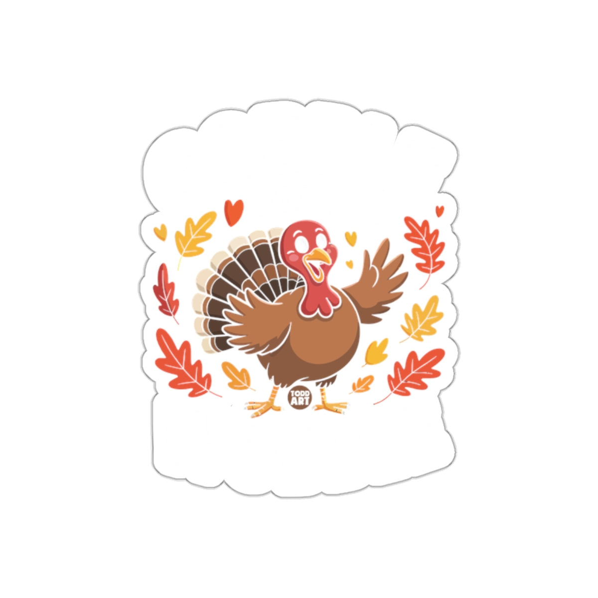 Funny Turkey Surrounded by Autumn Leaves sticker