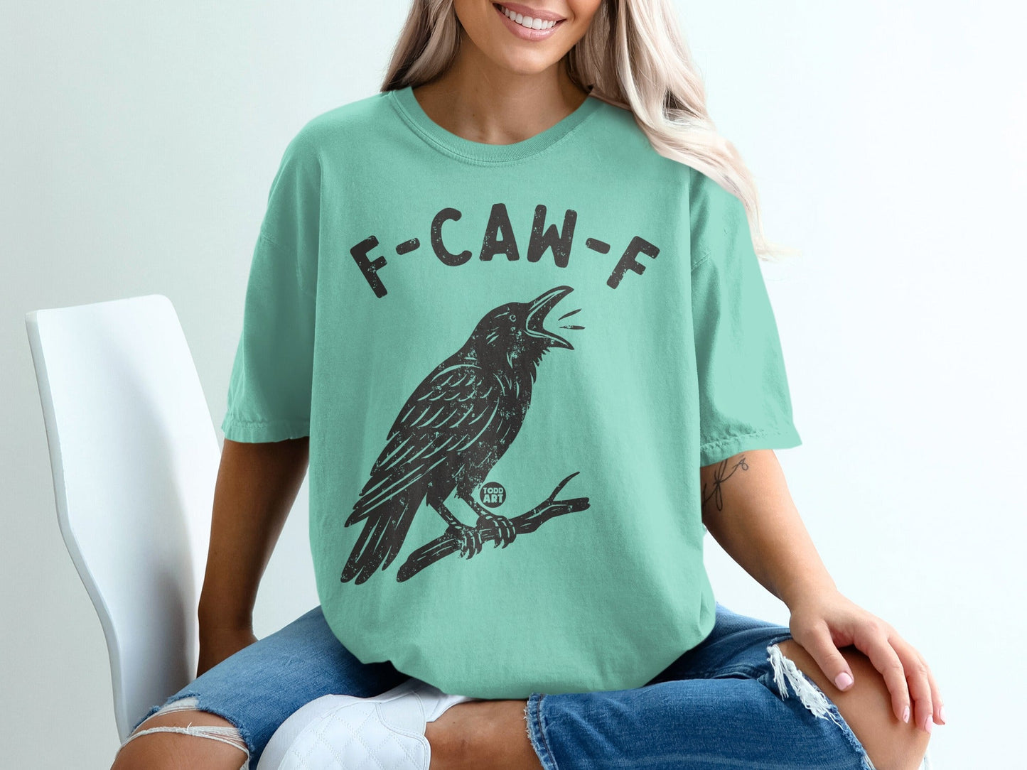 F-CAW-F Crow Graphic Tee Humorous T-Shirt