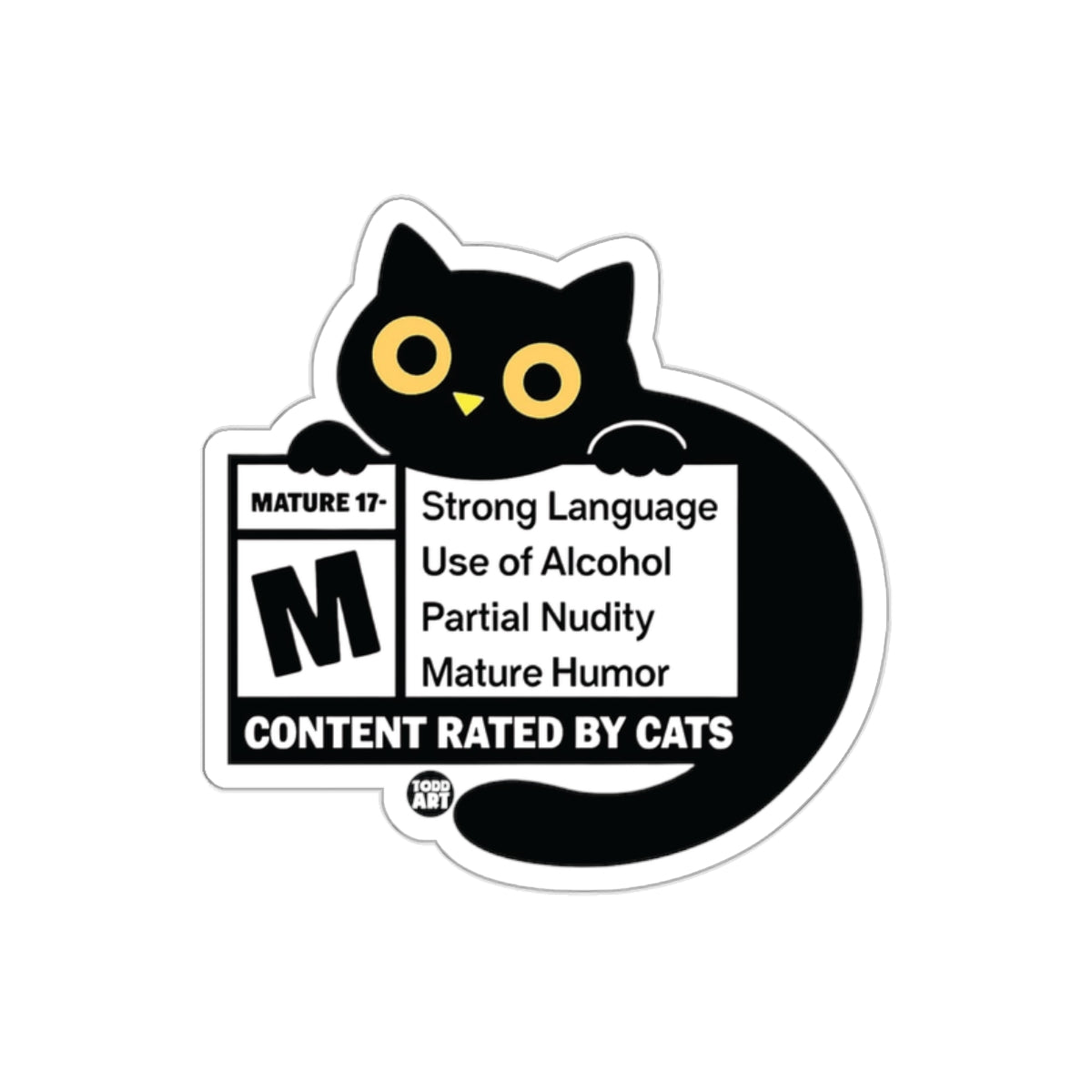Content Rated by Cats Funny Humor Black Cat sticker