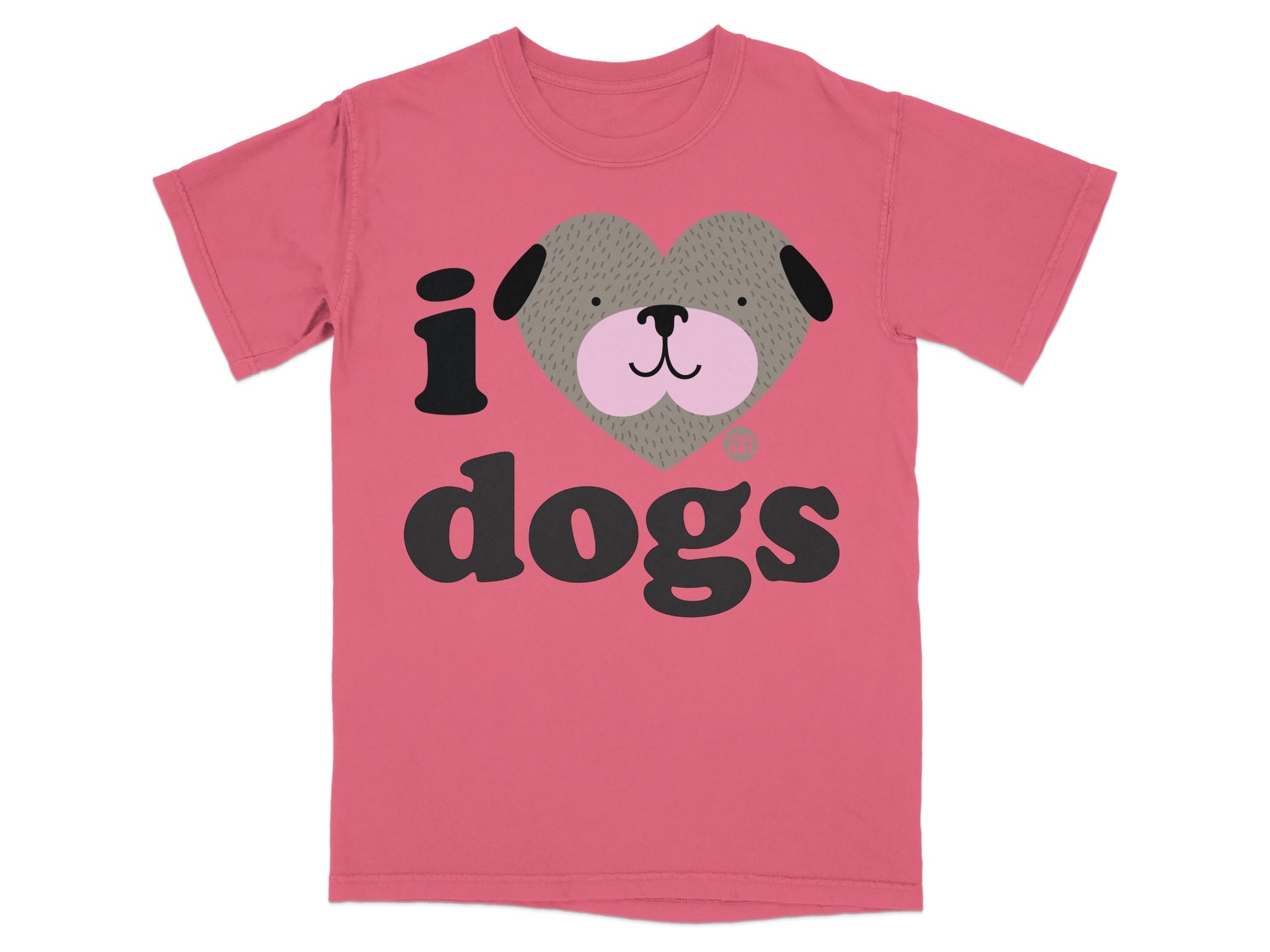 I Love Dogs Heart Face Graphic Pink T-shirt