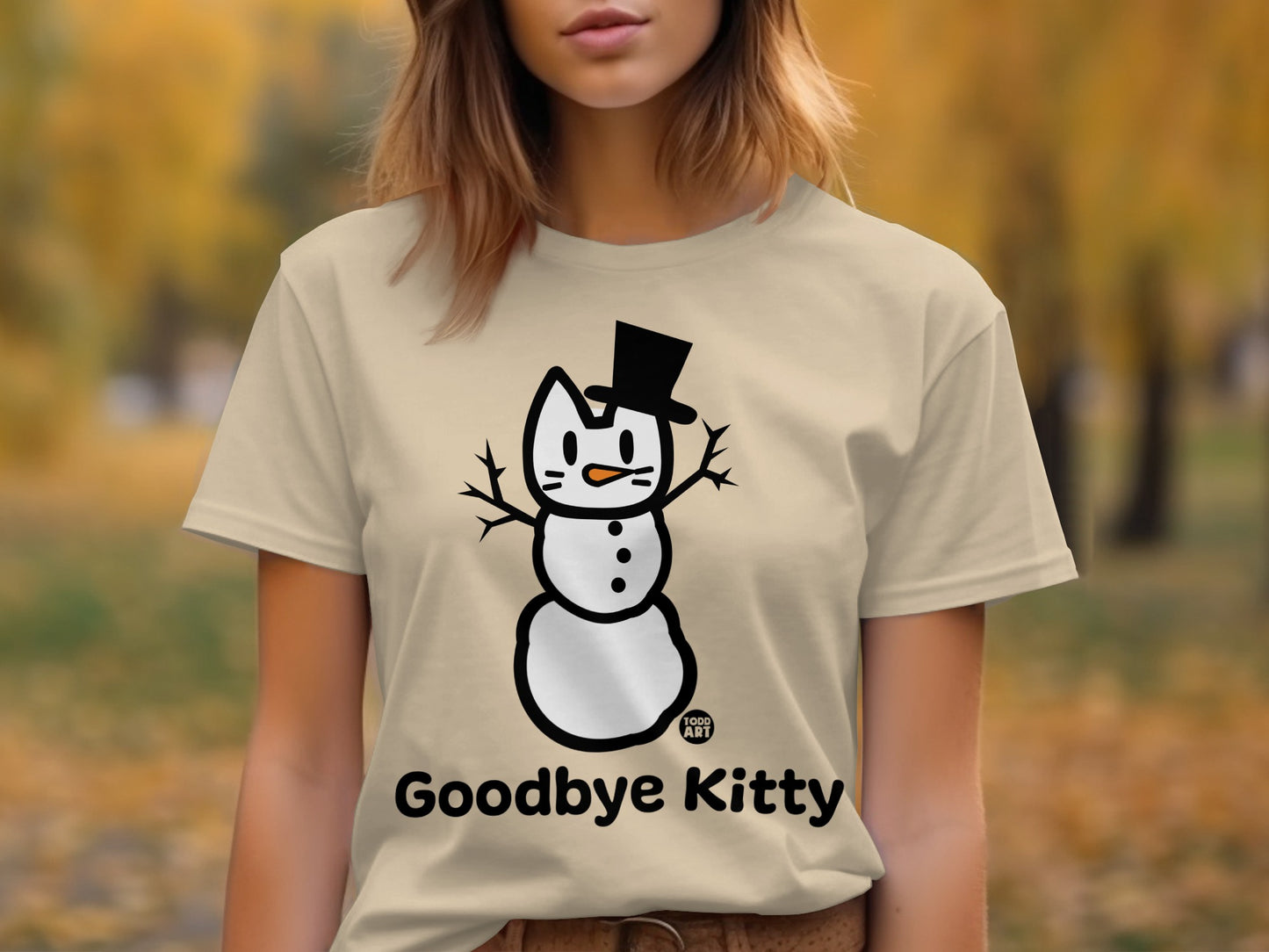 Goodbye Kitty Snowman Humorous Graphic Tee