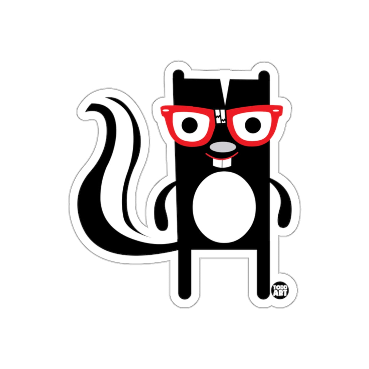 Cute Cartoon Skunk With Red Glasses Design Sticker