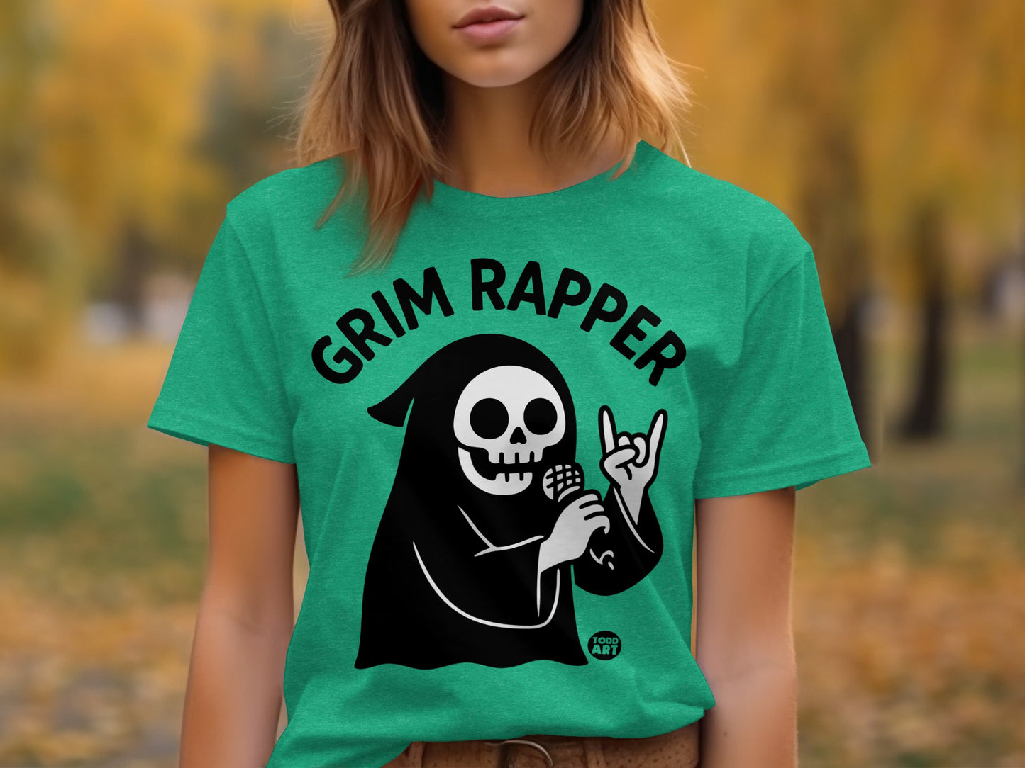 Grim Rapper Skeleton Graphic Novelty Tee Shirt