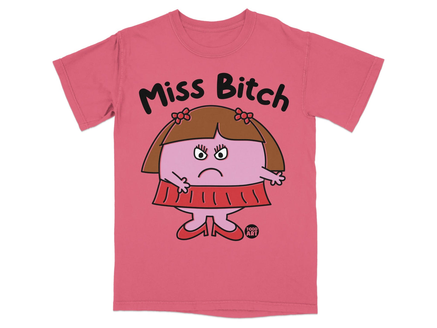 Miss Bitch Graphic T-Shirt with Cartoon Character Print