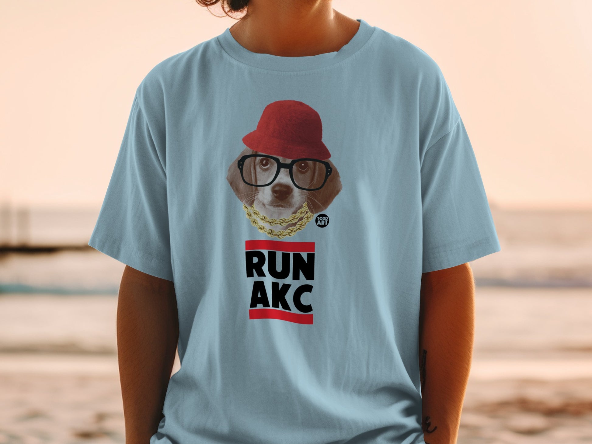 Cool Dog with Glasses and Hat Run AKC T-shirt