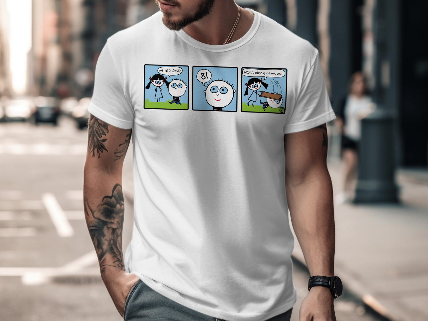 Funny Cartoon Comic Strip White Graphic T-shirt