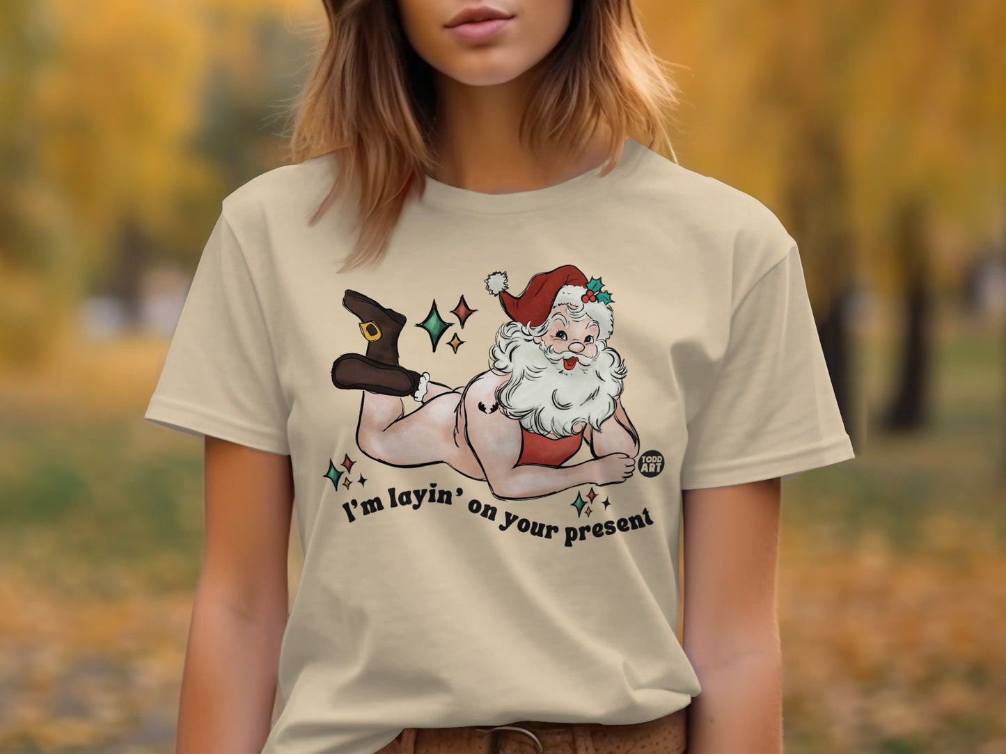 Festive Holiday Santa Layin' on Your Present T-shirt