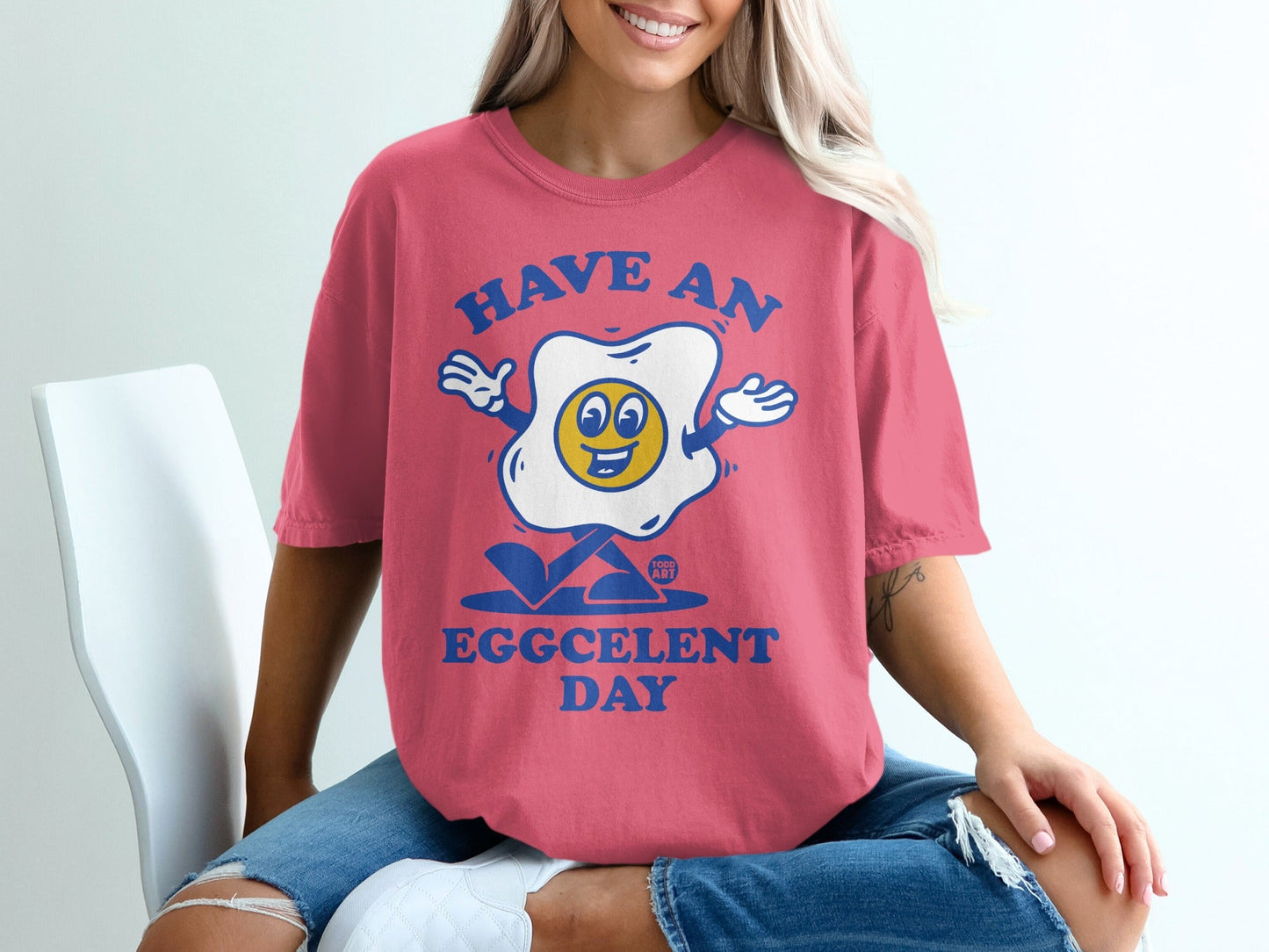 Have An Eggcellent Day Graphic Print T-Shirt