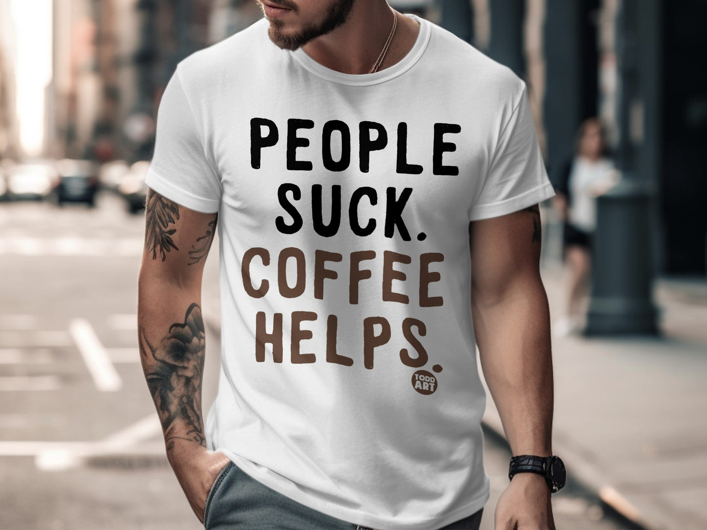 People Suck Coffee Helps Funny Graphic T-Shirt