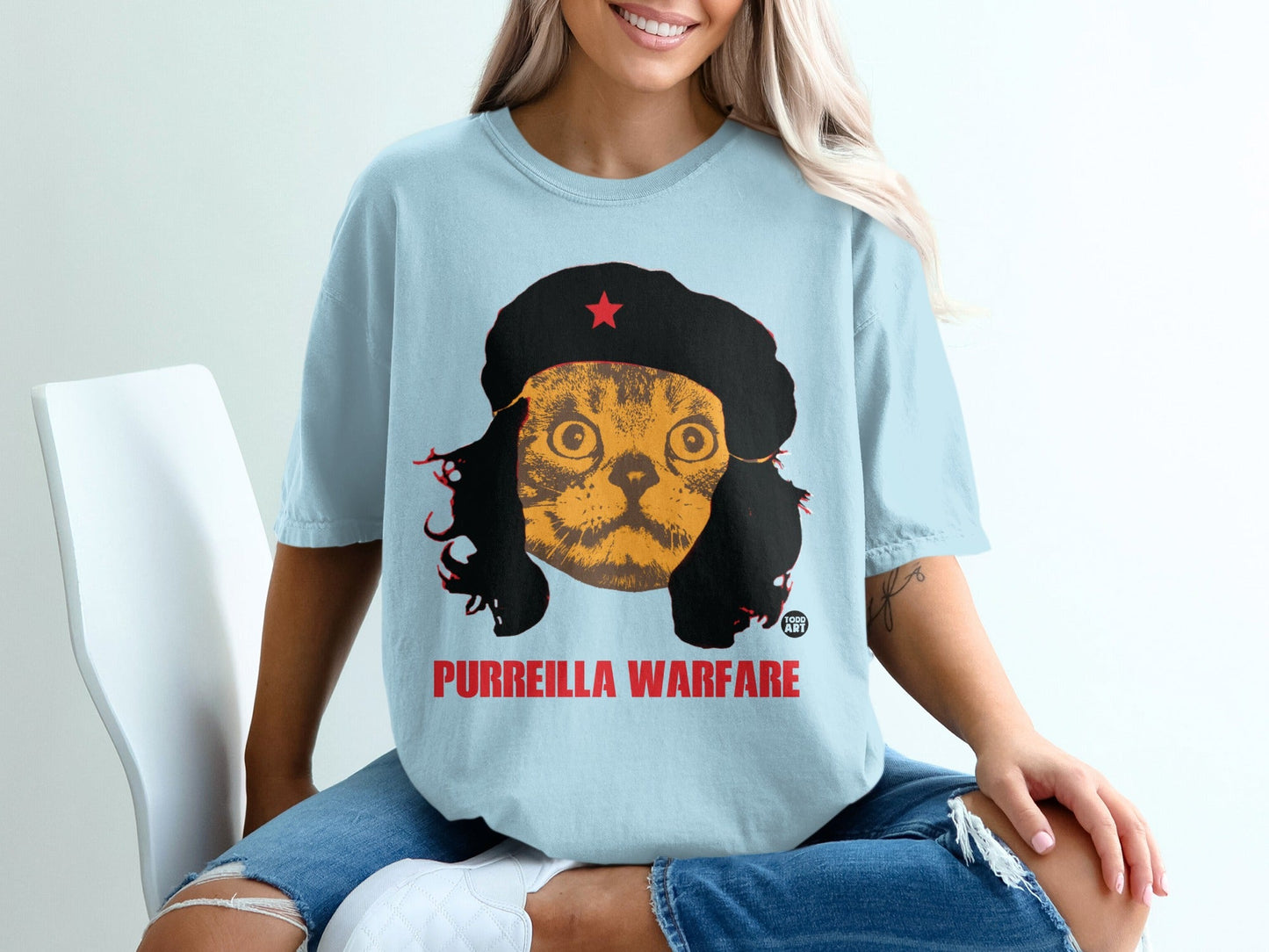 Purreilla Warfare Cat Graphic T-Shirt Funny Design