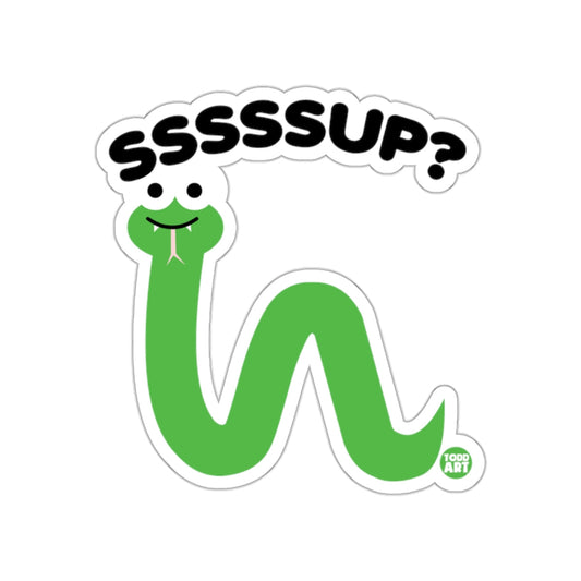 Sssssup? Cartoon Green Snake Graphic Design sticker