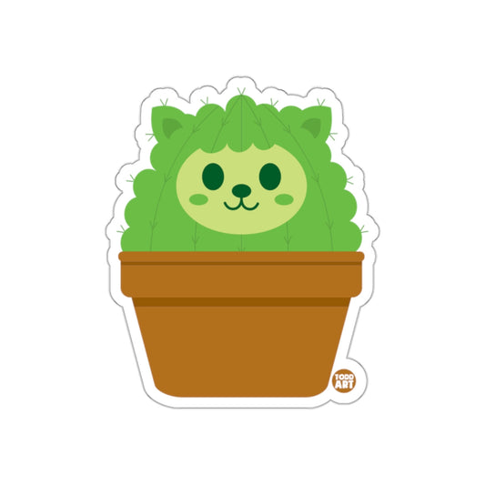 Cute Cat Cactus Sticker with Adorable Green Face Design