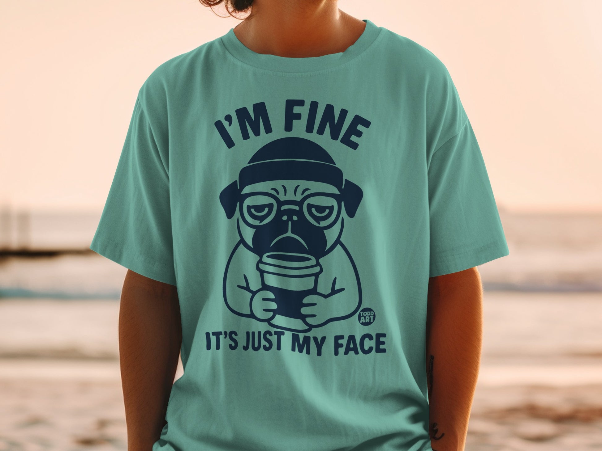 I'm Fine It's Just My Face Pug Graphic T-Shirt